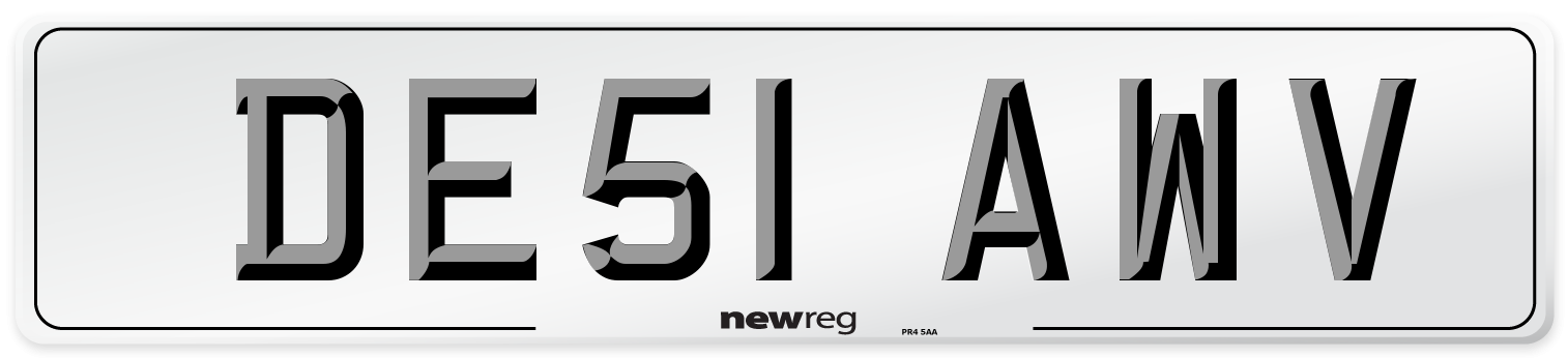 DE51 AWV Number Plate from New Reg